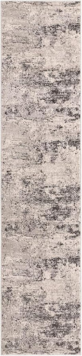 Rugs.com Leipzig Collection Rug – 12 Ft Runner Gray Low-Pile Rug Perfect for Hallways, Entryways