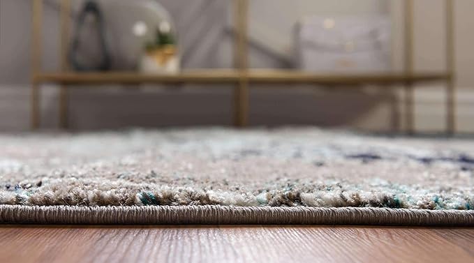 Unique Loom Trellis Frieze Collection Area Rug - Geometric (7' Round, Blue Multi/ Ivory)