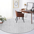 Lahome Moroccan 5Ft Round Rug Machine Washable Round Bedroom Carpet Grey Non-Slip Throw Circle Rugs for Living Room Low-Pile Large Round Rug, Modern Geometric Print Carpet for Office Dining Room