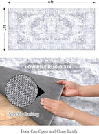 COMSLE Washable Door Mat, Front Door Mat Indoor Faux Wool Absorbent Small Rugs for Entryway Distressed Throw Rug Non-Slip Accent Floor Carpet for Entrance Bedroom, 24X48 Inches Gray
