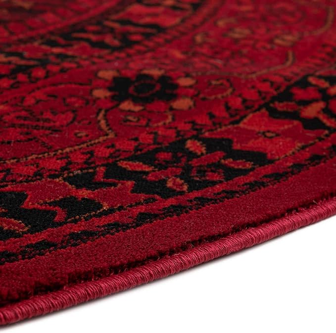 Unique Loom Tekke Collection Area Rug - Sheibani (5' 3" x 8' Oval, Red/ Black)