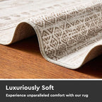 2x6 Runner Rug Machine Washable Non Slip Area Rug Distressed Neutral Moroccan Boho Rug Ultra Soft Floor Runners for Hallways for Entryway Laundry Room Kitchen, Light Brown