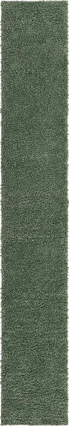 Unique Loom Davos Shag Collection Area Rug - Solid (2' 7" x 16' 5" Runner, Sage)