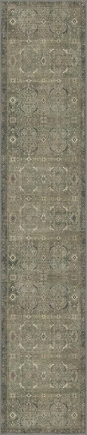 2x10 Runner Rug Machine Washable Boho Rug Runners for Hallway,Ultra-Thin Low Pile Rug,Lightweight Indoor Carpet,Non Slip Floral Runners for Enrtyway, Corridor, Home Office, Kitchen,Muted Green