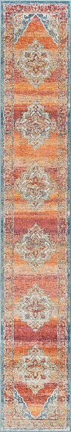Unique Loom Isabella Collection Area Rug - Rossellini (2' 7" x 16' 5" Runner, Rust Red/ Beige)