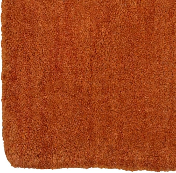 Hand Knotted Loom Wool ECO-Friendly Area Rugs - 8'x8', Square, Orange Color, Solid Plain Design, High Pile Thick Handmade Anti Skid Area Rugs for Living Room, Bed Room (L00111)