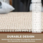 KOZYFLY Rugs for Entryway 3x5 ft Washable Area Rug Non Slip Rubber Backed Entry Rug Woven Indoor Door Mat Cotton Kitchen Rugs Floor Carpet for Entryway, Foyer, Backdoor, Ivory/Khaki
