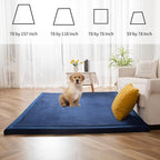 MAXYOYO Black Coral Velvet Area Rug, Thick Japanese Tatami Mat Living Room Carpet with Non-Slip Backing, Large Solid Color Mat for Bedroom Dormitory Yoga, 49 by 49 inch