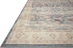 Loloi Hathaway Collection HTH-02 Denim/Multi 2'-6" x 7'-6", .25" Thick Runner Rug, Soft, Durable, Printed, Modern, Low Pile, Non-Shedding, Easy Clean, Living Room Rug