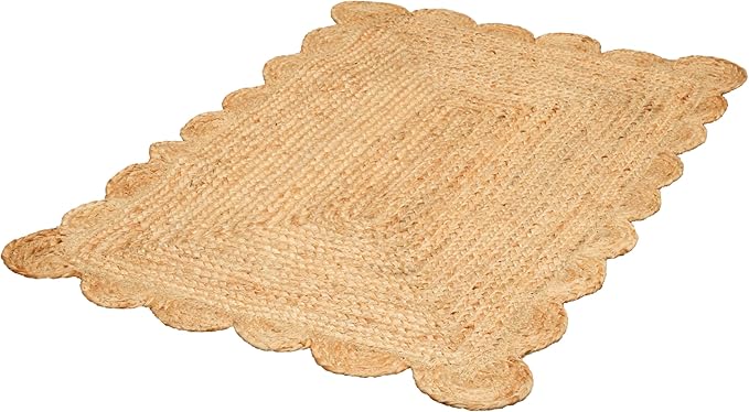 Savi Home Hand Woven Area Rug Braided Jute Scalloped Border, Decor Collection Classic Quality Made for Living Room, Kitchen, 2x3' - Natural