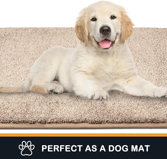 PURRUGS Dirt Trapping Door Mat 34" x 59", Non-Slip Machine Washable Entry Rug, Shoe Scraper, Dog Doormat, Super Absorbent Welcome Mat for Front & Back Door, Muddy Shoes & Paws, Taupe