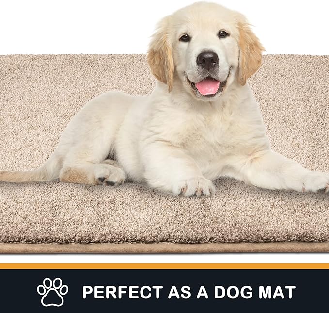 PURRUGS Dirt Trapping Door Mat 31.5" x 47", Non-Slip Machine Washable Entry Rug, Shoe Scraper, Dog Doormat, Super Absorbent Welcome Mat for Front & Back Door, Muddy Shoes & Paws, Taupe