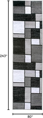 Rugshop Contemporary Modern Boxes for Hallway,Living Room,Bedroom,Kitchen Non Shedding Carpet Runner Rug 2'7" x 8' Gray