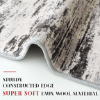 Modern Abstract Runner Rug 2x6, White Black Grey Taupe Washable Kitchen Runner Non-Slip Soft Hallway Rug Runner Thin Print Faux Wool Carpet for Entryway Bedroom Laundry Room Indoor Home Decor