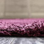Unique Loom Solid Shag Collection Area Rug (2' 2" x 6' 7" Runner Eggplant Purple)