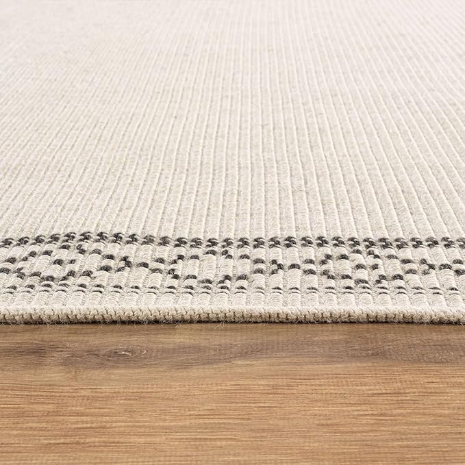Easy Jute Rugs 4x6 Frame Bone Color Living Room Indoor Outdoor Area Rug for Patio and Kitchen Rug High Traffic Washable Easy to Clean Solid Boho Woven Design Carpet (4 x 6)