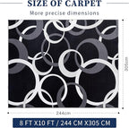 YIHOUSE 8x10 Ft Area Rugs, Concentric Circle Carpet Washable Rug, Black and White Geometric Design Rug for Grand Rooms, Master Bedrooms, Dining Room, Nursery, Home Office Decor, Nonslip Non-Shedding