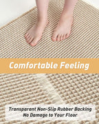 AMOAMI Upgraded Waffle Runner Rug Super Absorbent Non Slip Bath Mats for Bathroom Machine Washable Bathroom Runner Rug with Tassels, Ideal for Hallway Bedroom Laundry Room, 2' x 4', Brown & Cream