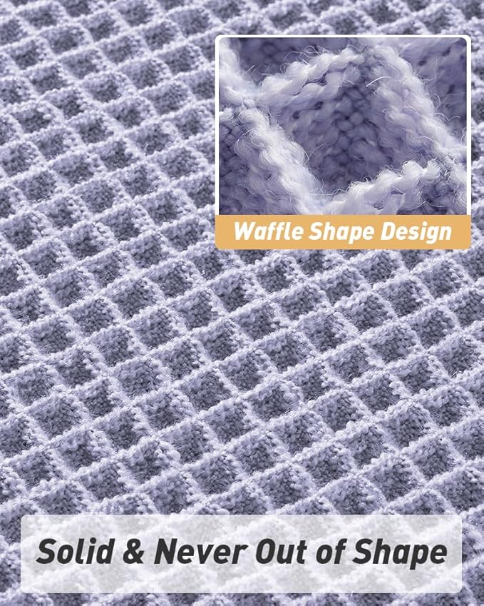 AMOAMI Upgraded Waffle Bath Mat, Super Absorbent Non Slip Bath Mats for Bathroom Floor, Machine Washable Bathroom Rugs with Tassels, Rubber Backed Bathroom Mats, Ultra Soft, 24" x 36",Purple