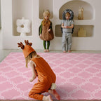 Amearea Fluffy Indoor Area Rug, Soft Trellis Moroccan Rugs for Bedroom, Shag Modern Area Rug for Living Room Kids Room Nursery, Easy Clean, Home Decor Low Pile Carpet, Pink 6x9 Feet