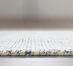 Hand-Tufted 100% Wool Pile Area Rug – Geometric Textured Grid Check Pattern – Thick and Durable Floor Carpet for Bedroom, Living Room, Kids Room, and Dining Area (Indigo Blue, 5' x 8')