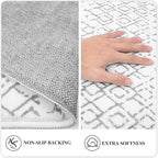 Lahome Moroccan Kitchen Runner Rug - 2x8 Non-Slip Washable Hallway Rug Runner Ultra-Thin Soft Throw Bathroom White Print Distressed Carpet for Entryway Laundry Room Living Room