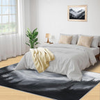 Misty Forest Rugs for Bedroom - 3x4 Area Rug - Modern Black White Art Rugs for Living Room, Natural Landscape Rug, Washable Home Decor Carpet