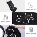Smiry Dog Door Mat for Muddy Paws, Absorbent Dirt Trapper Non Slip Quick Dry Washable Chenille Mat for Mud Dogs, Entry Rug for Indoor and Outdoor (59x35 Inches, Black and White)