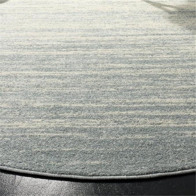 SAFAVIEH Adirondack Collection Area Rug - 8' Round, Slate & Cream, Modern Ombre Design, Non Shedding & Easy to Clean, Ideal for Living Room, Bedroom, Office, Dining Space (ADR113T)