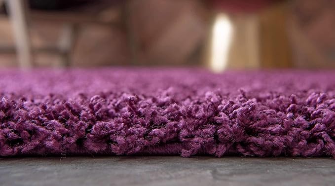 Unique Loom Solid Shag Collection Area Rug (10' x 13' Rectangle, Eggplant Purple)