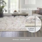 Washable 4×6 Area Rug for Living Room, Vintage Floral Rug Soft Non Slip Stain Resistant Boho Carpet for Indoor Bedroom Dinning Room Home Office Beige