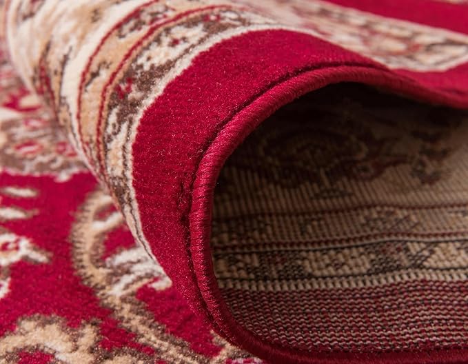 Unique Loom Sialk Hill Collection Area Rug - Washington (5' 3" Octagon Burgundy/Cream)