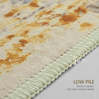 Ompaa Living Room Rug 8x10 Beige Area Rugs Machine Washable Abstract Boho Large Carpet Non-Slip Non-Shedding Faux Wool Indoor Vintage Rug for Bedroom, Classroom, Dining Room, Kids Playroom