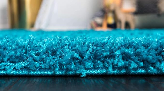 Unique Loom Solid Shag Collection Area Rug (8' x 11' Rectangle, Turquoise)