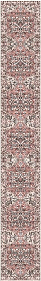 KOZYFLY Runners for Hallways 3x18 Ft Extra Long Washable Faux Wool Thin Runner Rug Printed Stair Carpet for Entryway Bedroom Kitchen Hallway Living Room, Terracotta/Beige