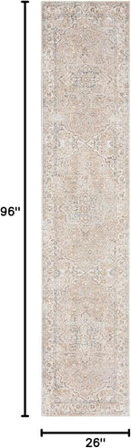 Nourison Home Astra Machine Washable Beige 2'2" x 8' Area Rug - Easy Clean, Non Shedding, Bed Room, Living Room, Dining Room, Kitchen (8' Runner)