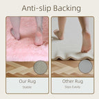 3x5 Solid Fluffy Pink Area Rug – Washable, Durable, Living Room Rug, Non-Slip High Pile Shag Rugs for Bedroom, Living Room, Bedside, Dorms, Nursery Rooms, Kids Room, Soft Indoor Floor Carpet
