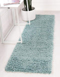Unique Loom Davos Shag Collection Area Rug - Solid (2' 7" x 13' 1" Runner, Aqua)