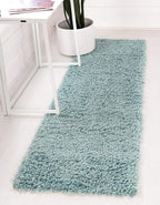 Unique Loom Davos Shag Collection Area Rug - Solid (2' 7" x 13' 1" Runner, Aqua)