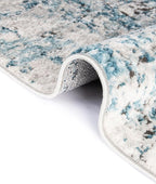Rugs.com Leipzig Collection Rug – 5 Ft Square Blue Low-Pile Rug Perfect for Living Rooms, Kitchens, Entryways