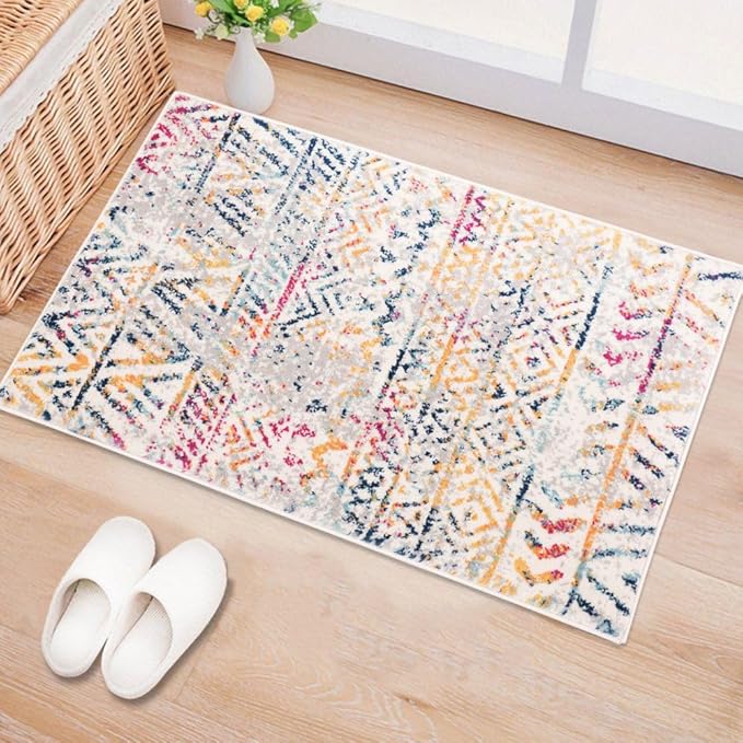 Rugshop Geometric Boho Area Rug – Multi Tribal Pattern, Perfect for Living Room, Bedroom, Office, 2x3