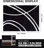 YIHOUSE Black Modern Area Rug 5x7,Abstract Rugs for Bedroom,Minimalist Striped Rug,Black and White Geometric Rug,Dark Washable Area Rugs 5x7 Non Slip Throw Rugs for Bedroom，Office