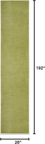 Nourison Home Nourison Essentials Green 2'2" x 16' Area Rug - Easy Clean, Non Shedding, Bed Room, Living Room, Dining Room, Kitchen (16' Runner)