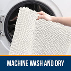 OLANLY Bathroom Rugs 47x32, Extra Soft Absorbent Chenille Bath Rugs, Rubber Backing Quick Dry, Machine Washable Bath Mats for Bathroom Floor, Tub and Shower, Home Decor Accessories, Ivory