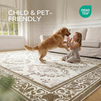 SOULFUL Medium Pile 2x3 Entryway Rug - Soft Underfoot Small Area Rug - Brown Boho Floral - Washable Non-Slip - Perfect for Hallway Kitchen Bedroom Bathroom Indoor Entrance