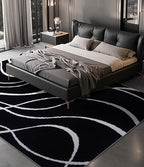 YIHOUSE Black Modern Area Rug 5x7,Abstract Rugs for Bedroom,Black and White Geometric Rug,Minimalist Striped Rug,Dark Washable Area Rugs 5x7 Non Slip Throw Rugs for Bedroom，Office