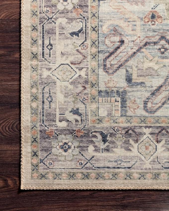 Loloi Hathaway Collection HTH-07 Multi/Ivory 2'-6" x 7'-6", .25" Thick Runner Rug, Soft, Durable, Printed, Modern, Low Pile, Non-Shedding, Easy Clean, Living Room Rug