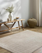 Livabliss x Our PNW Home Cascade Minimalist Striped Area Rug, 5'3" x 7', Light Brown