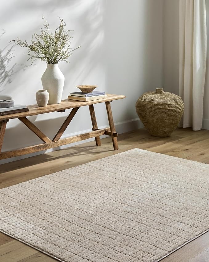 Livabliss x Our PNW Home Cascade Minimalist Striped Area Rug, 10' x 14', Light Brown