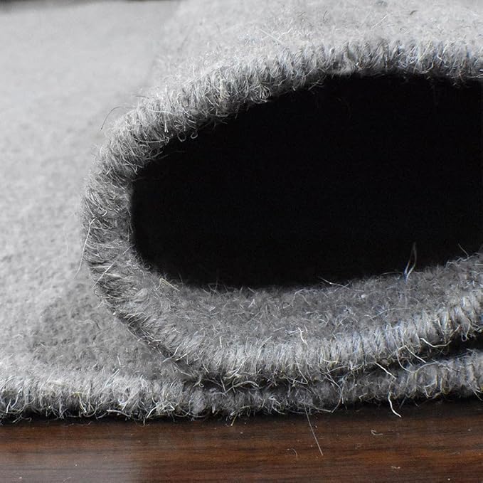 Rugsotic Carpets Hand Woven Flat Weave Kilim Wool ECO-Friendly Area Rugs - 4'x6', Rectangle Shape, Light Silver Color, Solid Plain Design, Low Pile Handmade Rugs for Living Room (D00111)